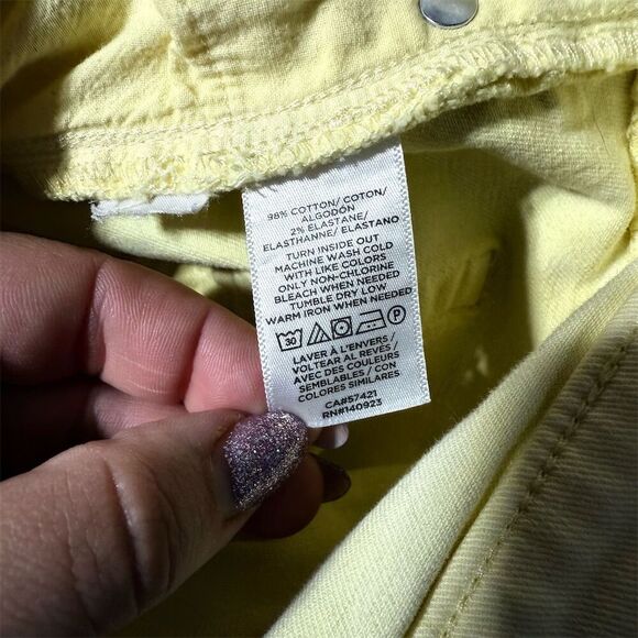 LOFT Women's Yellow Cropped Skinny Jeans Size 6 Raw Hem Stretch - Picture 9 of 10